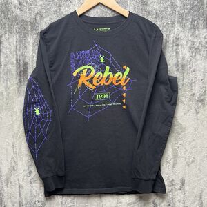 Dutch Bros Large Black Long Sleeve Tee Rebel 1992 Neon Halloween Spider Web